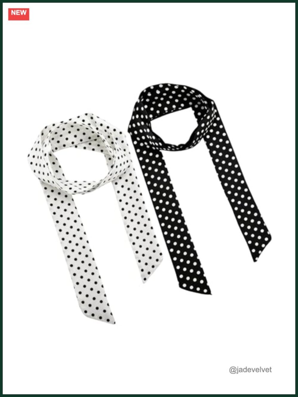 2 Pack Long Skinny Polka Dot Scarf, Vintage Fashion Scarf for Women, Premium